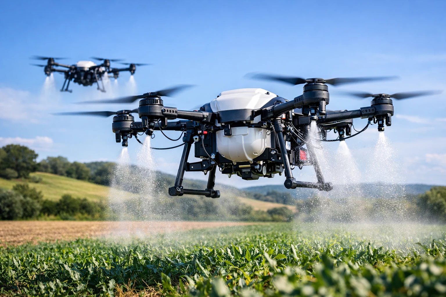 Droni per trattamenti di precisione sopra un campo coltivato